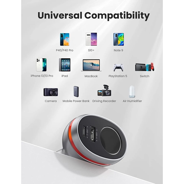 მანქანის დამტენი UGREEN CD204 (60712), 84W, USB, Type-C, Grey