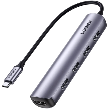 USB-C ჰაბი UGREEN CM417 (20197), Type-C, USB, HDMI, Hub, Grey