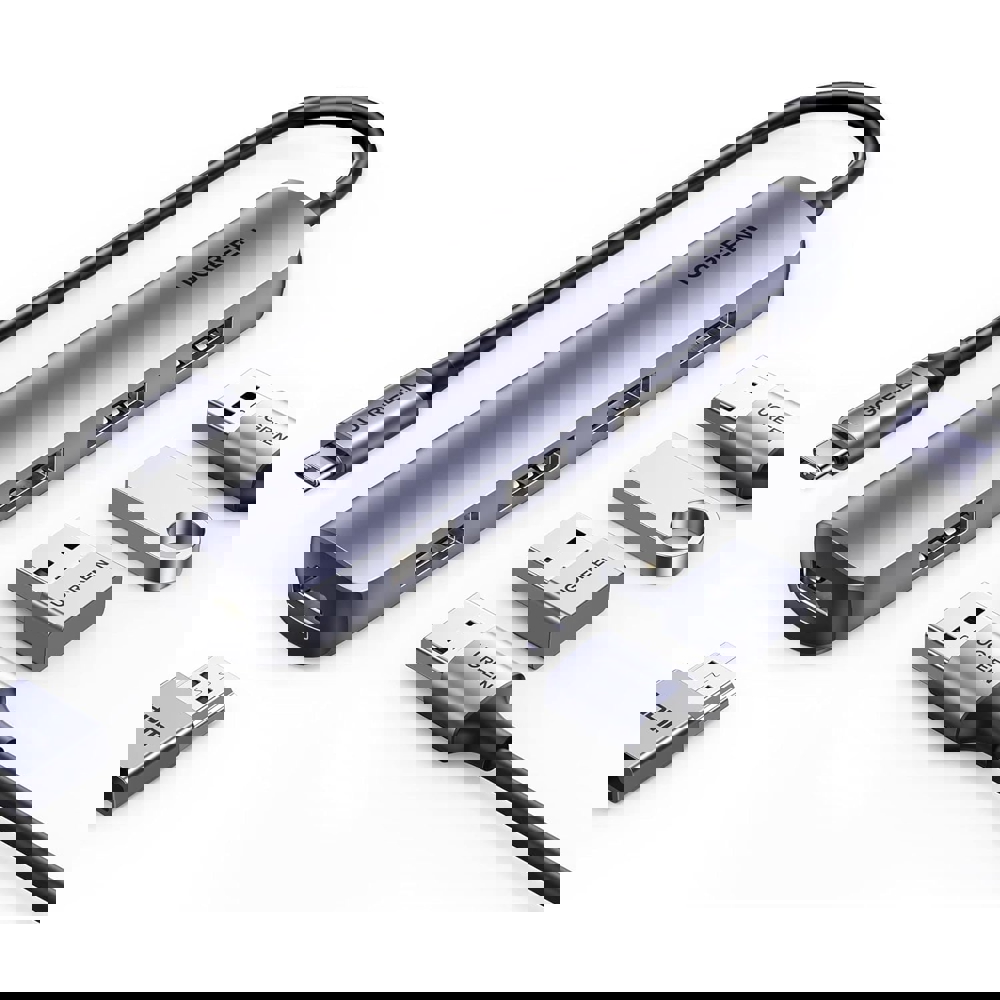 USB-C ჰაბი UGREEN CM417 (20197), Type-C, USB, HDMI, Hub, Grey