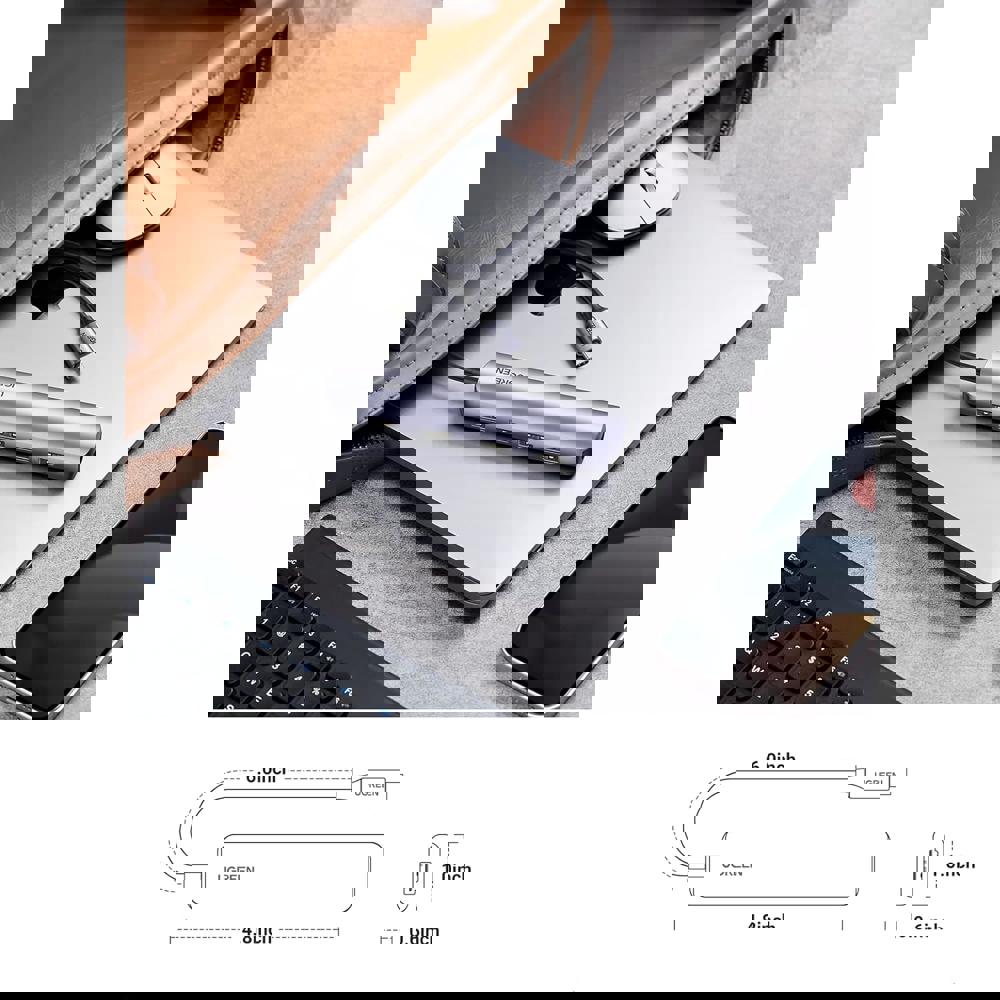 UGREEN CM417 (20197), Type-C, USB, HDMI, Hub, Grey