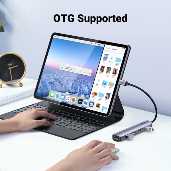 USB-C ჰაბი UGREEN CM417 (20197), USB-C, USB, HDMI, Hub, Gey