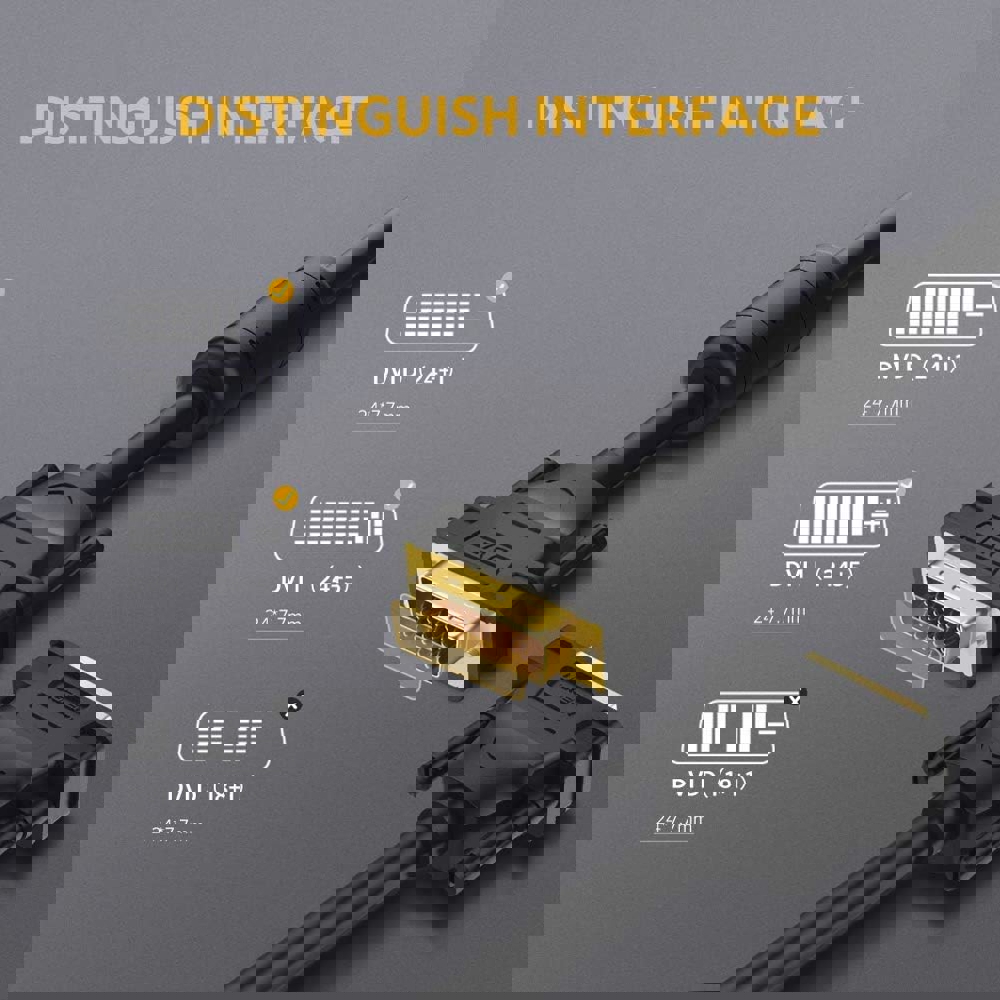 DVI კაბელი UGREEN DV101 (11607), DVI 24+1 Male To Male, 3m, Black