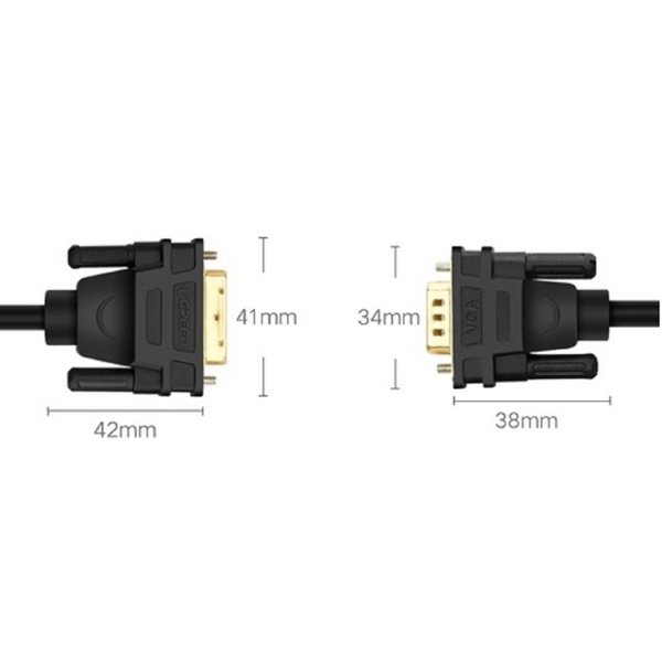 ვიდეო კაბელი UGREEN MM118 (30838), DVI 24+1 To VGA, 1.5m, Black