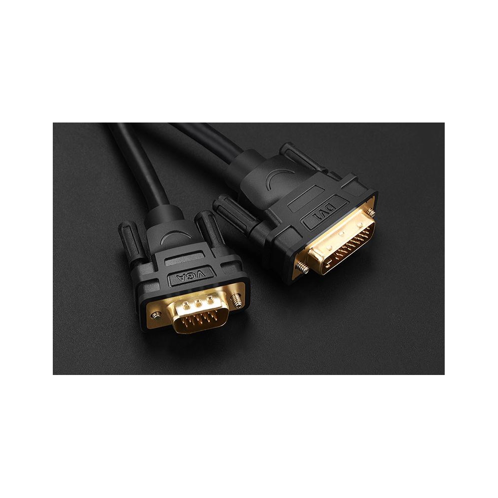 ვიდეო კაბელი UGREEN MM118 (30838), DVI 24+1 To VGA, 1.5m, Black