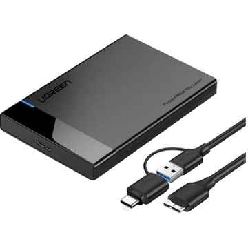 UGREEN US221 (60734), 5GB, USB 3.0 And USB Type-C To 2.5" SATA , Hard Drive Enclosure, Black