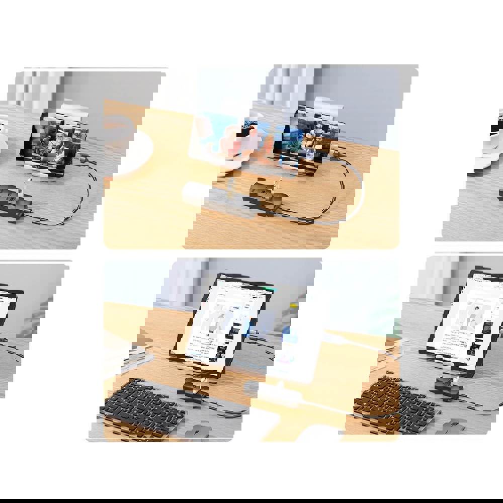 USB ჰაბი UGREEN CM416 (20984), Type-C, USB, RJ45, Hub, Black