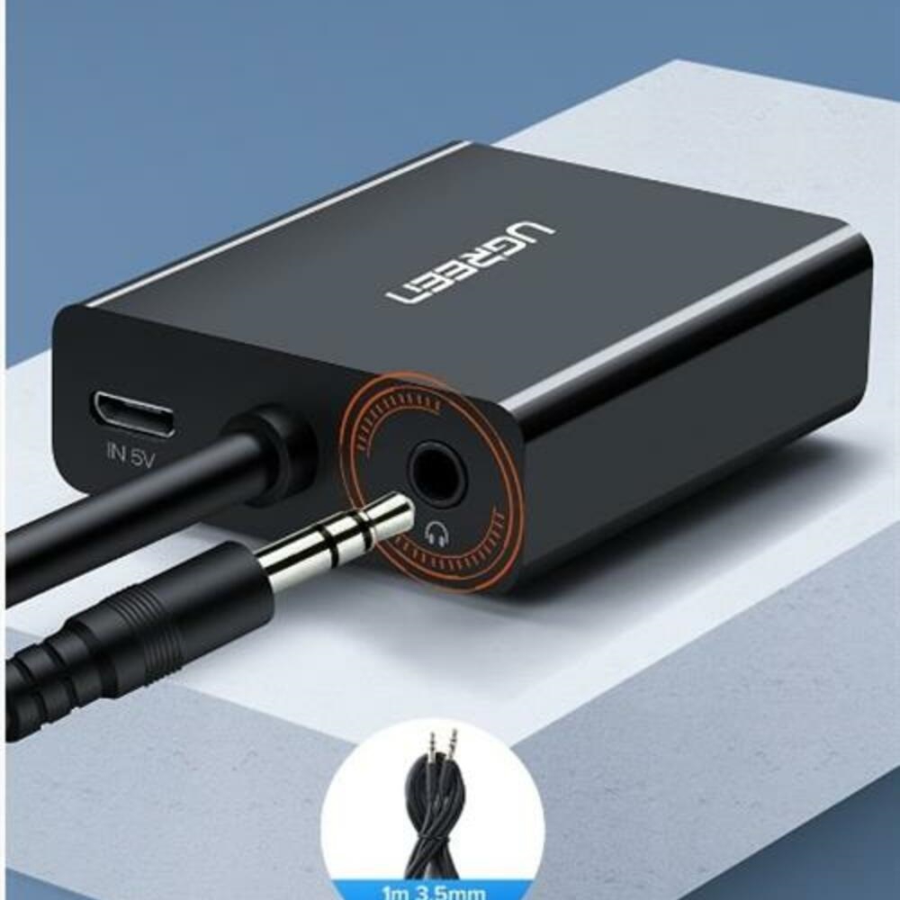 ადაპტერი UGREEN CM513 (50945), VGA To HDMI Adapter With 3.5mm And Type-C, 0.15cm, Black