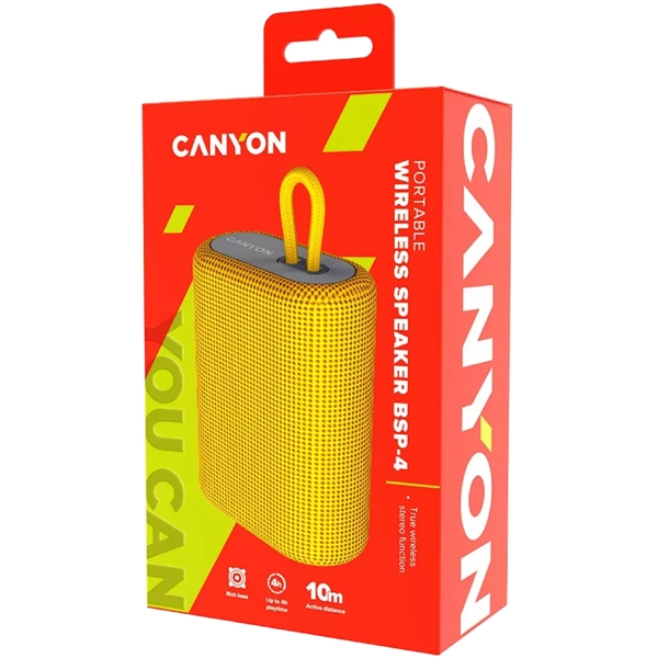 Canyon CNE-CBTSP4Y, Bluetooth, USB, Speaker, Yellow