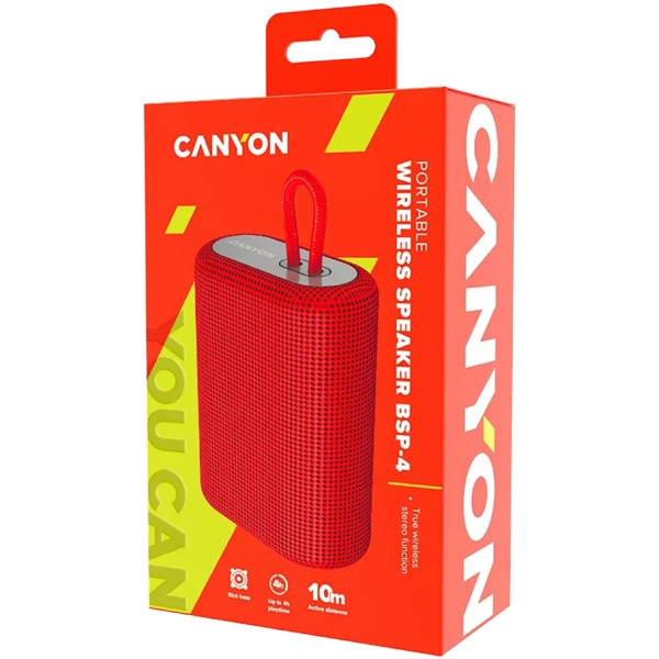 დინამიკი Canyon CNE-CBTSP4R, Bluetooth, USB, Speaker, Red