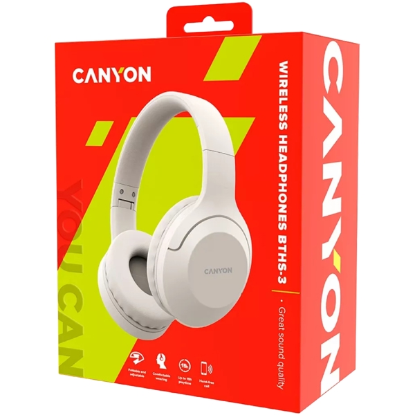 ყურსასმენი Canyon CNS-CBTHS3BE, Headset, Wireless, Bluetooth, Beige