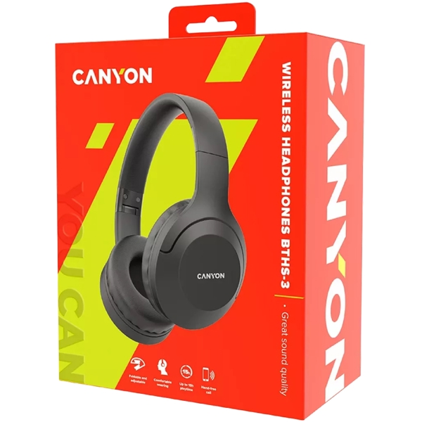 ყურსასმენი Canyon CNS-CBTHS3DG, Headset, Wireless, Bluetooth, Dark Grey