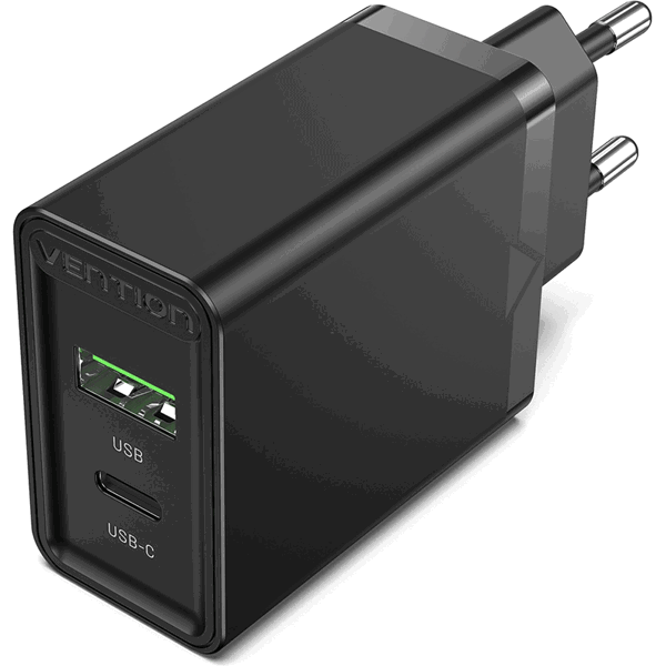 დამტენი Vention FBBB0-EU, 20W, USB, USB-C, Black