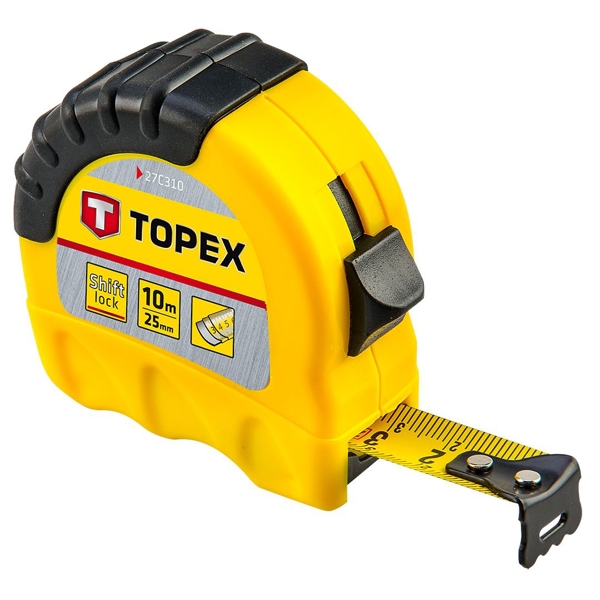 საზომი ლენტი Topex 27C310, 10M, Measuring Tape, Black/Yellow