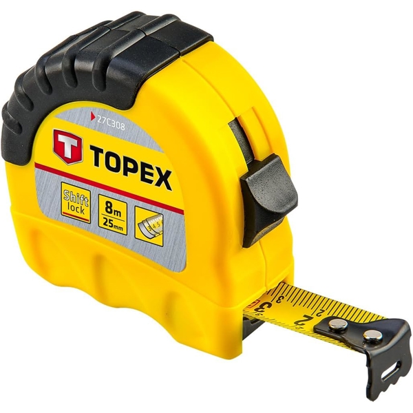 Topex 27C308, 8M, Measuring Tape, Black/Yellow