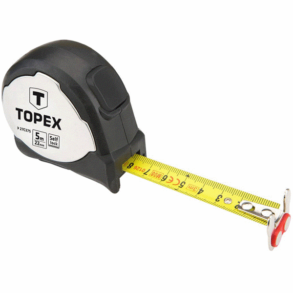 საზომი ლენტი Topex 27C375, 5M, Measuring Tape, Black