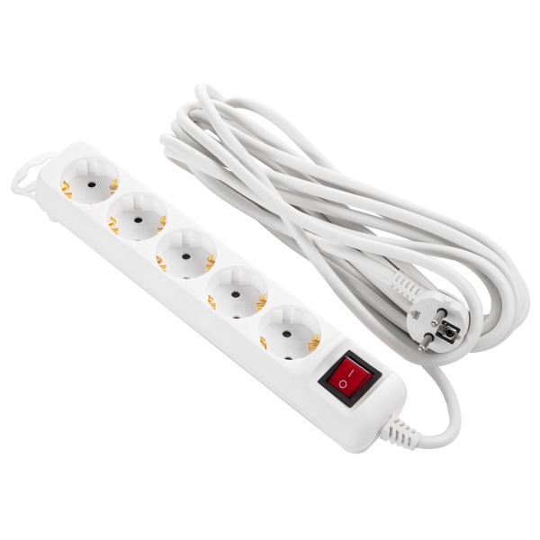 დენის გამანაწილებელი 2E 2E-U05ES15M5, 5 Socket, 5m, White