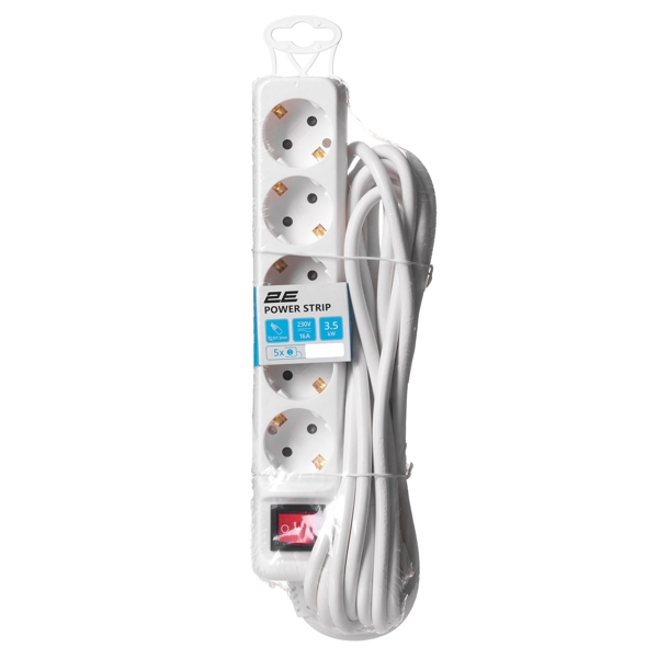 დენის გამანაწილებელი 2E 2E-U05ES15M5, 5 Socket, 5m, White