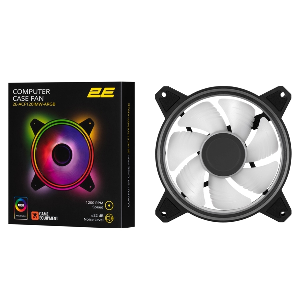 2E 2E-ACF120IMW-ARGB, 120mm, 1200RPM, Cooler, Black