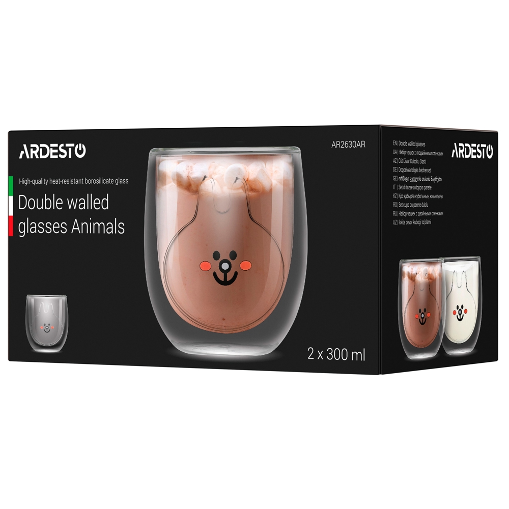 Ardesto AR2630AR Animals, 0.3l, 2Pcs, Cup Set, Transparent