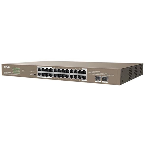 სვიჩი Tenda TEG1126P-24-410W, 24 Port Gigabit, POE + Switch, Curry