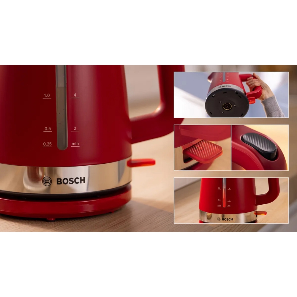 ელექტრო ჩაიდანი Bosch TWK4M224, 2400W, 1.7L, Electric Kettle, Red