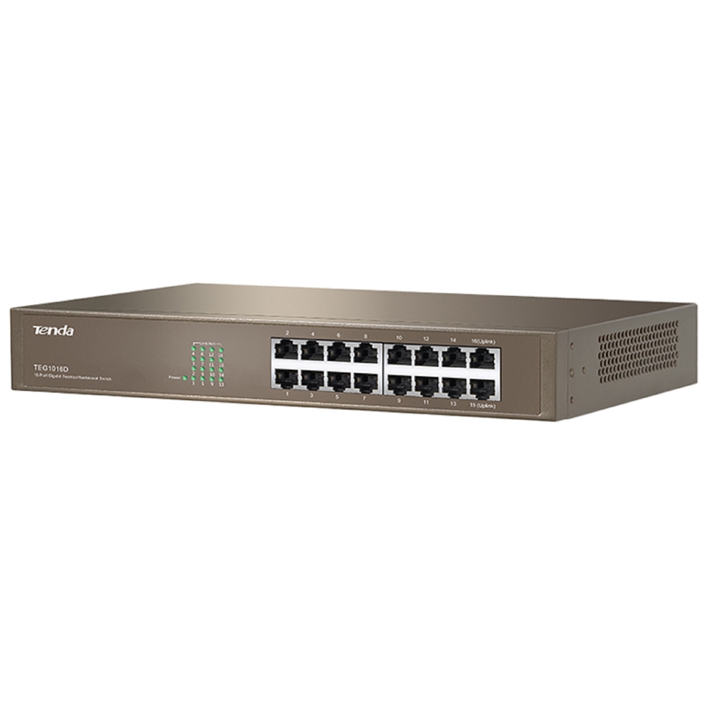 სვიჩი Tenda TEG1016D, 16Port Gigabit, Switch, Curry