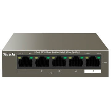 Tenda TEF1105P-4-63W, 5Port, PoE+Switch, Curry