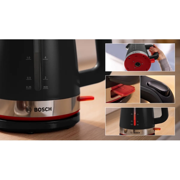 ელექტრო ჩაიდანი Bosch TWK4M223, 2400W, 1.7L, Electric Kettle, Black