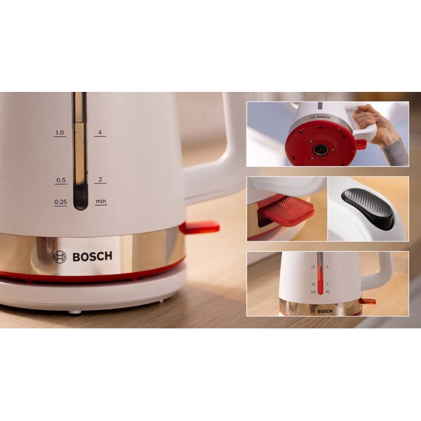 ელექტრო ჩაიდანი Bosch TWK4M221, 2400W, 1.7L, Electric Kettle, White