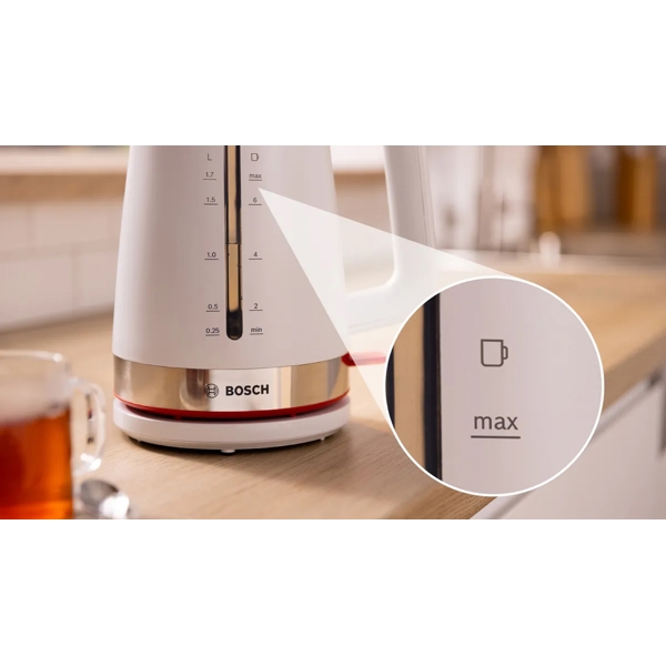 ელექტრო ჩაიდანი Bosch TWK4M221, 2400W, 1.7L, Electric Kettle, White