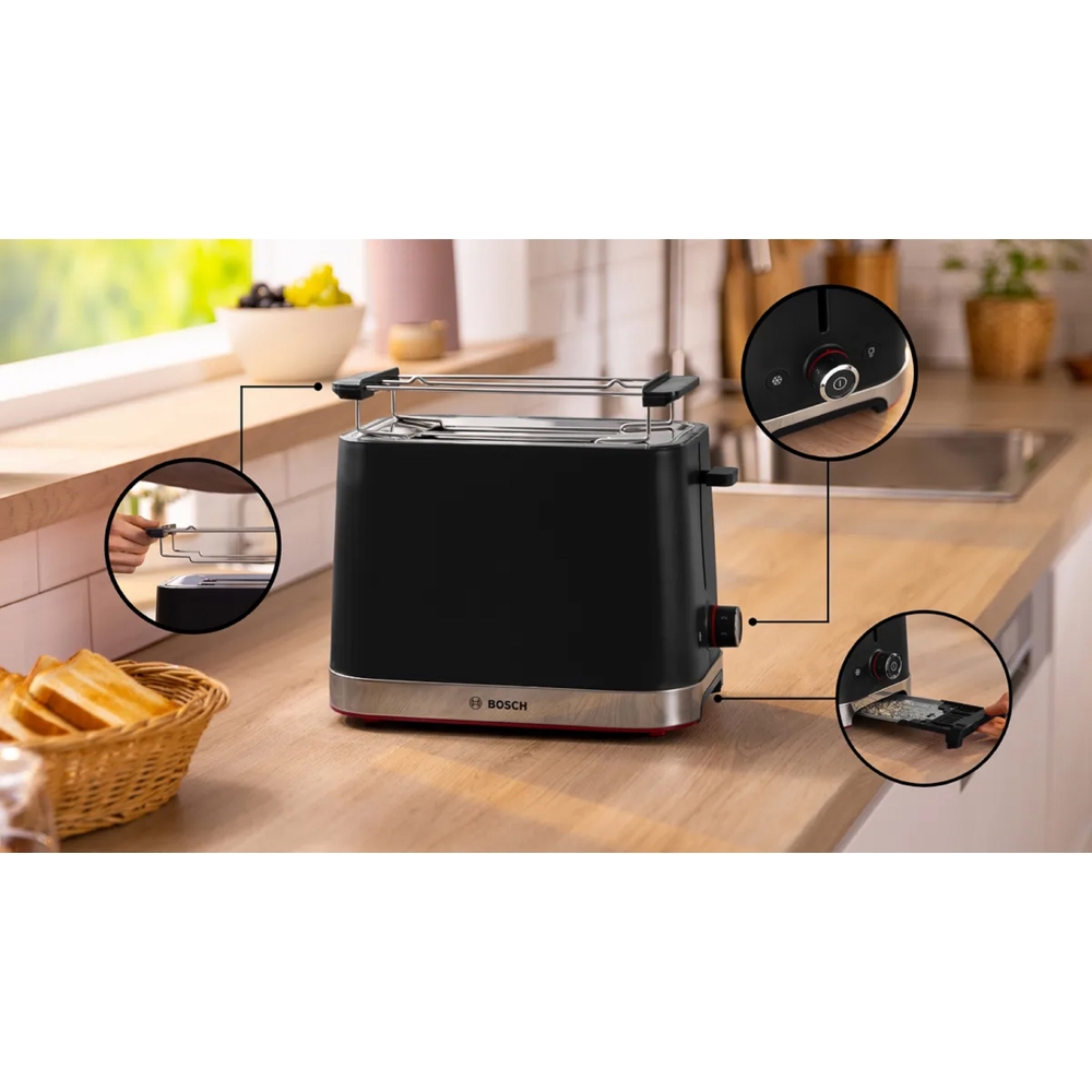 ტოსტერი Bosch TAT4M223, 950W, Toaster, Black