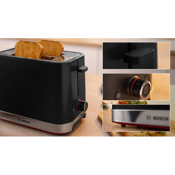 Bosch TAT4M223, 950W, Toaster, Black