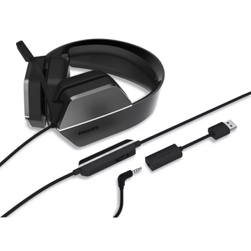 Philips TAG4106BK/00, Gaming Headset, Wired, 3.5mm, USB, Black