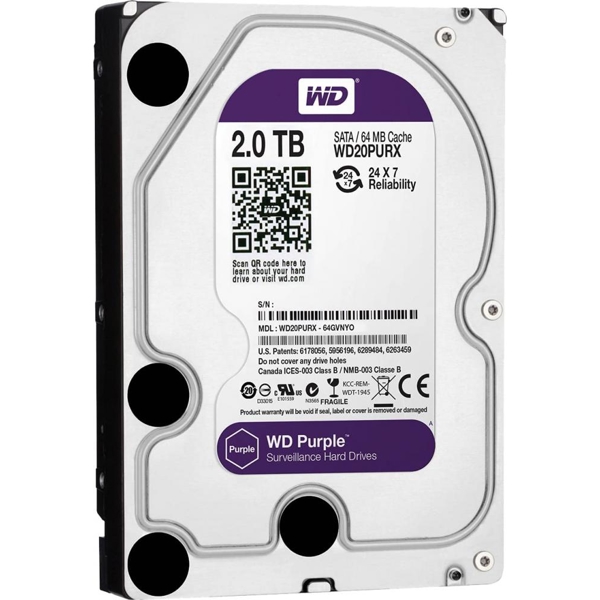 Western Digital WD20PURX, 2TB, 3.5", Internal Hard Drive