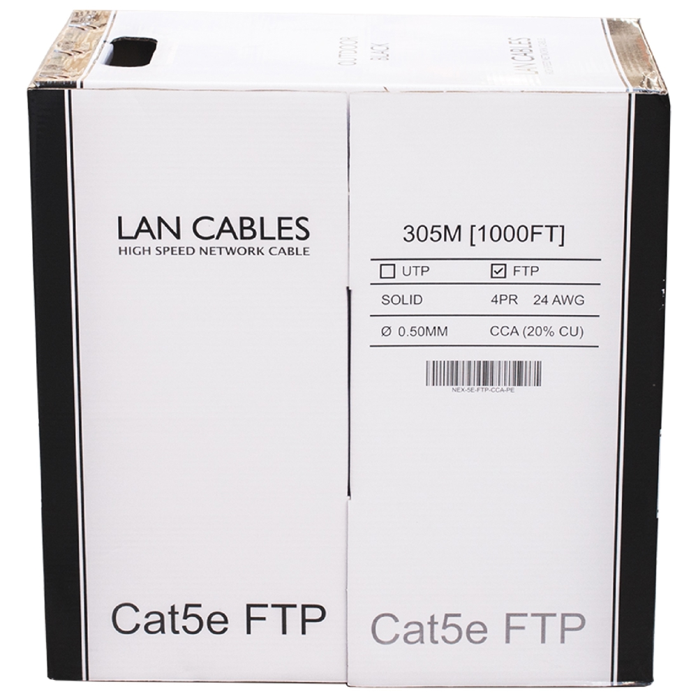 Nex NEX-5E-FTP-CCA-PE-305M, CAT5e, FTP, Patch Cord, 305m, Black