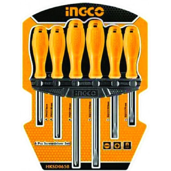 ხელსაწყოების ნაკრები Ingco HKSD0658, 6Pcs Tool Set, Black/Orange