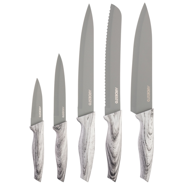 დანების ნაკრები Ardesto AR2105BG Black Mars, 5Pcs, Knife Set, Silver