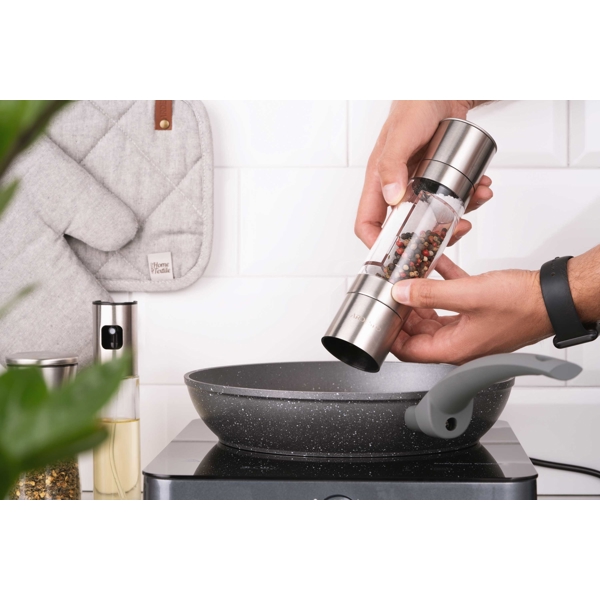 საფქვავი Ardesto AR2102SS Gemini, Salt And Pepper Mill, Transparent/Stainless Steel