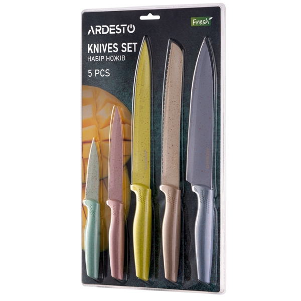 დანების ნაკრები Ardesto AR2105FR Fresh, 5Pcs, Knife Set, Colorful