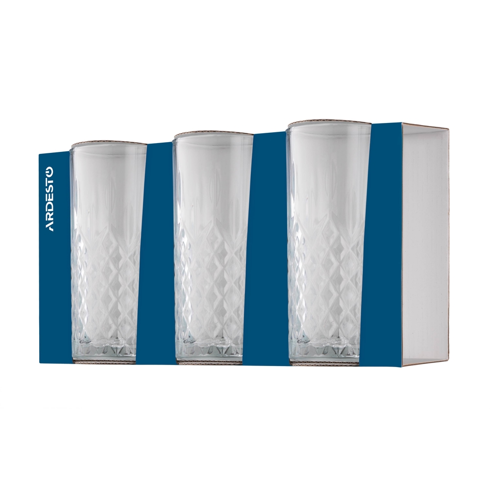 Ardesto AR2635AB Alba, 0.365l, 3Pcs, Long Glasses Set, Transparent