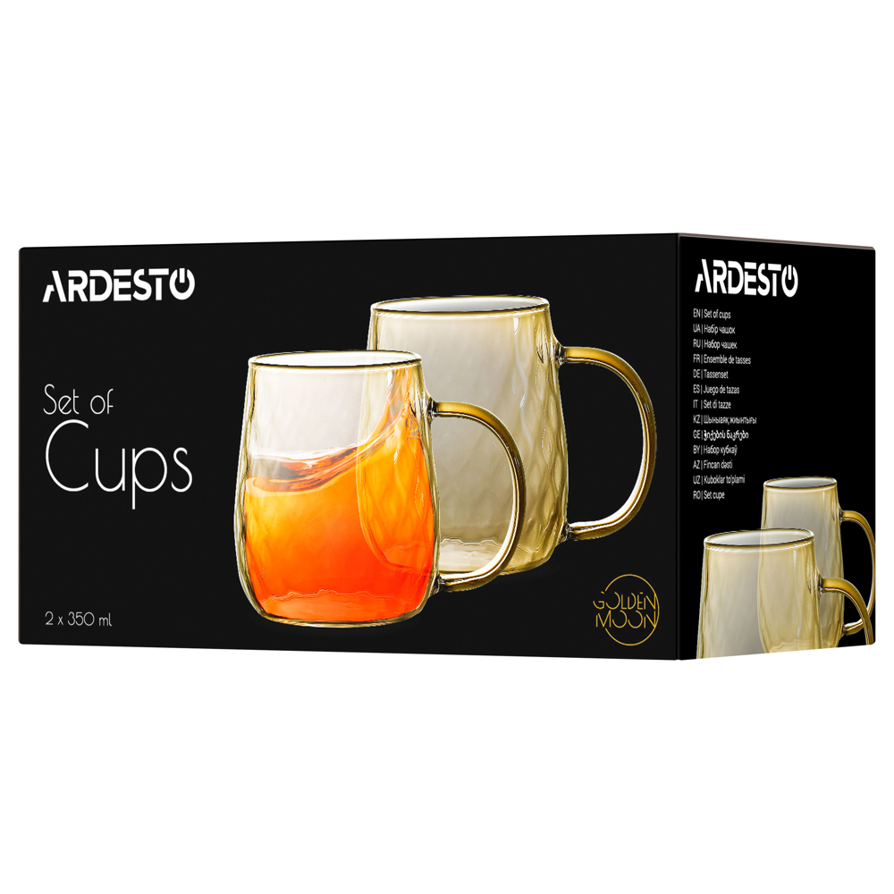 ჭიქების ნაკრები Ardesto AR2635GG Golden Moon, 0.35l, 2Pcs, Cup Set, Golden
