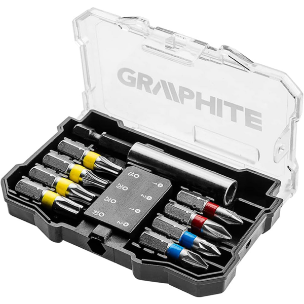 ხელსაწყოების ნაკრები Graphite 56H614, 10 Pcs Tool Set, Black/Grey