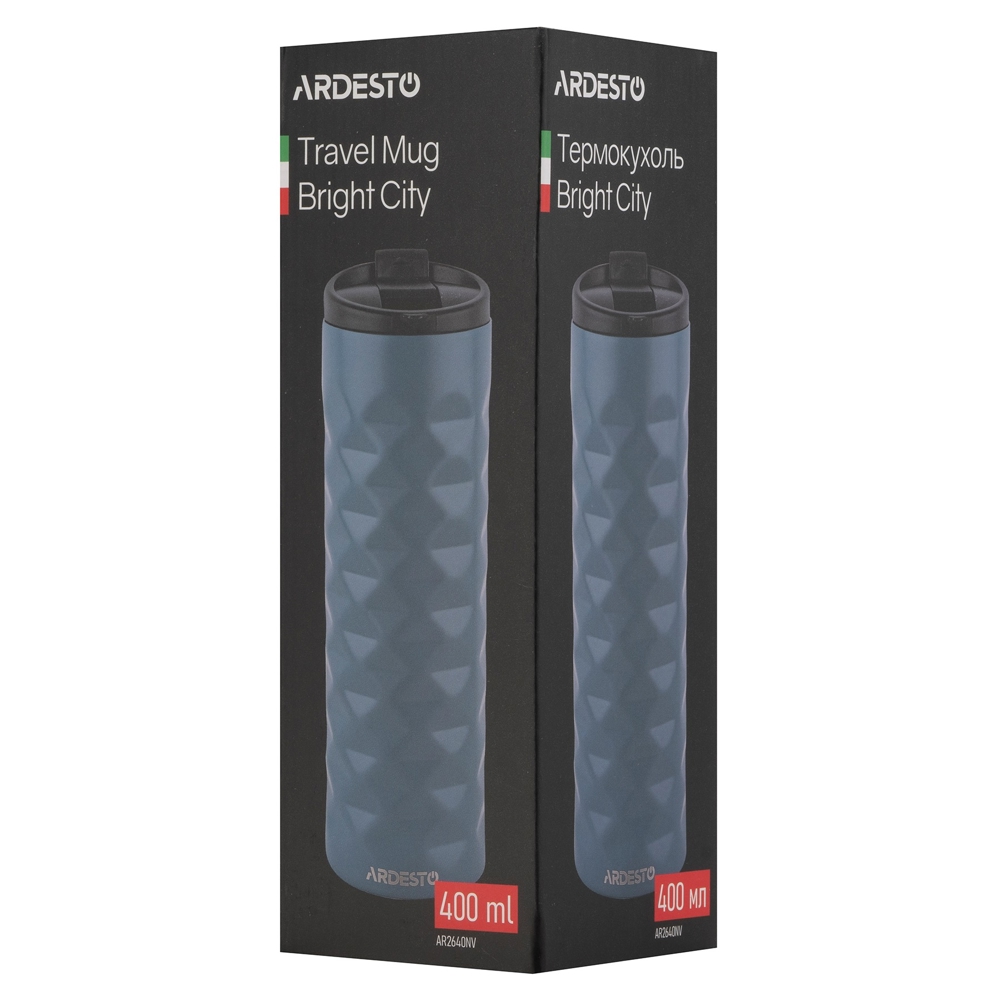 თერმოსი Ardesto AR2640NV Bright City, 0.4l, Thermal Mug, Dark Blue