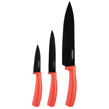 Ardesto AR2103BR Black Mars, 3Pcs, Knife Set, Red