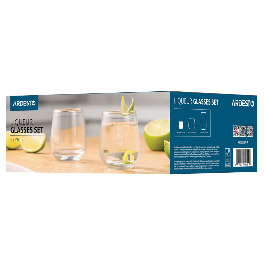 Ardesto AR2609GS Gloria Shine, 0.095l, 6Pcs Liqueur Glass set, Transparent