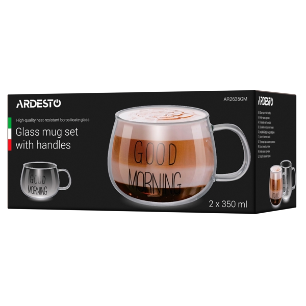 Ardesto AR2635GM Good Morning, 350Ml, 2Pcs Mug Set, Transparent