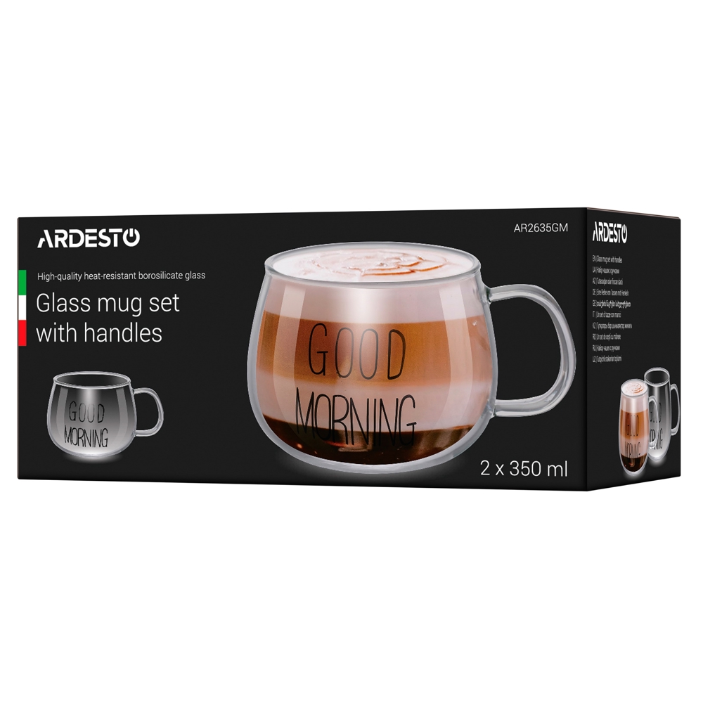 Ardesto AR2635GM Good Morning, 0.35l, 2Pcs Mug Set, Transparent