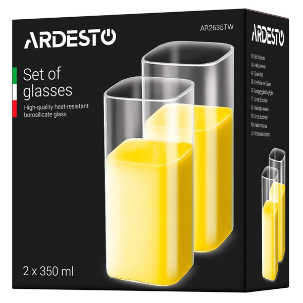 ჭიქების ნაკრები Ardesto AR2635TW Twins, 350Ml, 2Pcs Set Of Glasses, Transparent