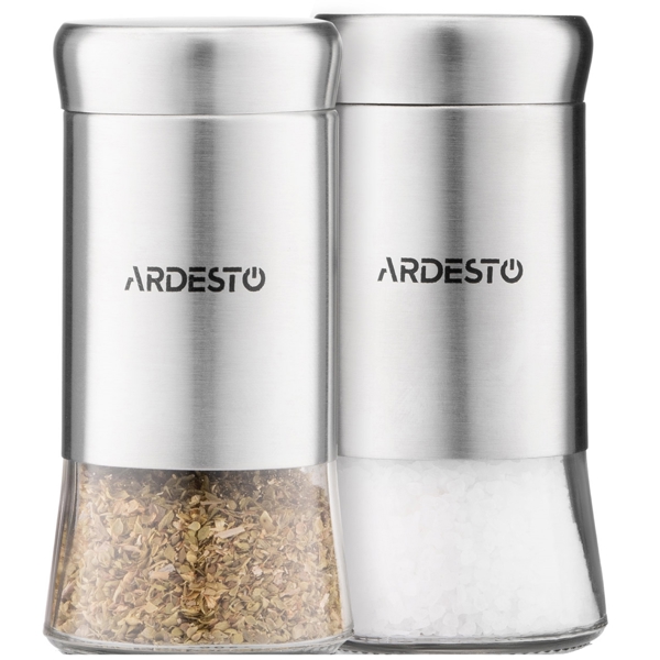 Ardesto AR1511SS Gemini, Spices Shakers Set, Transparent/Stainless Steel