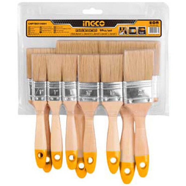 ფუნჯების ნაკრები Ingco CHPTB0114091, 9Pcs Brush Set, Black/Orange